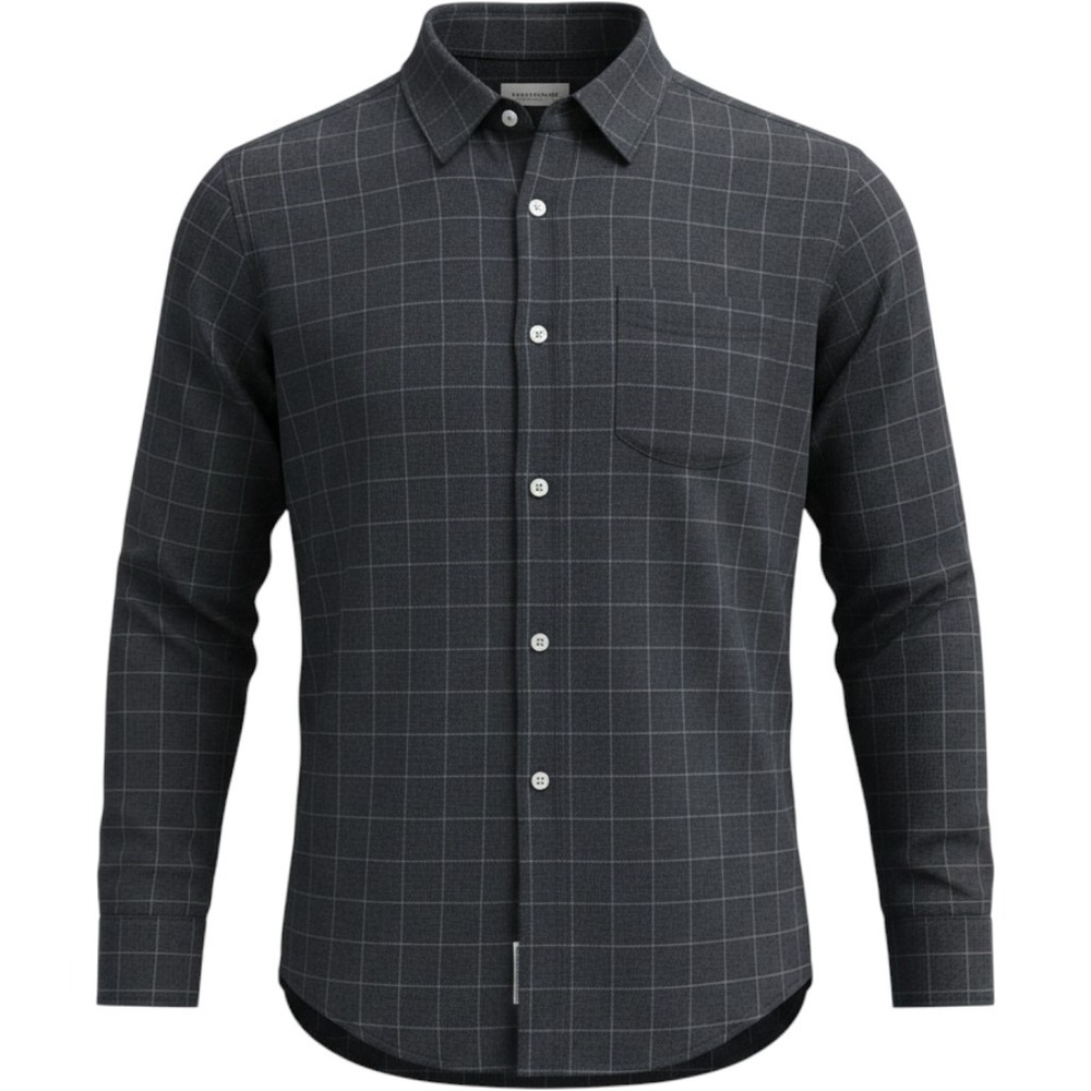 7Diamonds Mens XXL Charcoal Grey Windowpane Plaid Long Sleeve Button Down Shirt